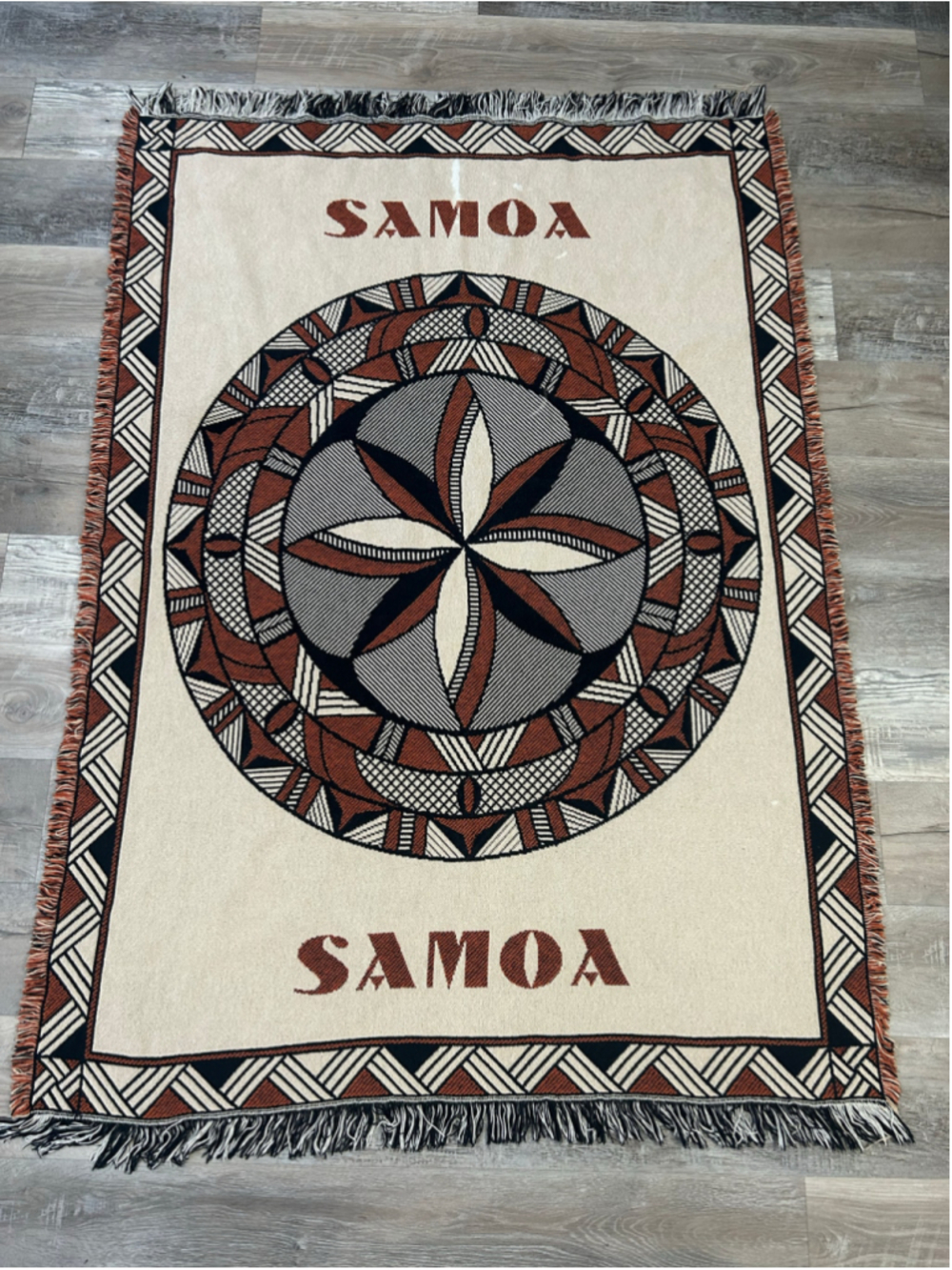 Samoan Polynesian Siapo Hand Woven 100% Cotton Tapetry Wall Art Made In USA